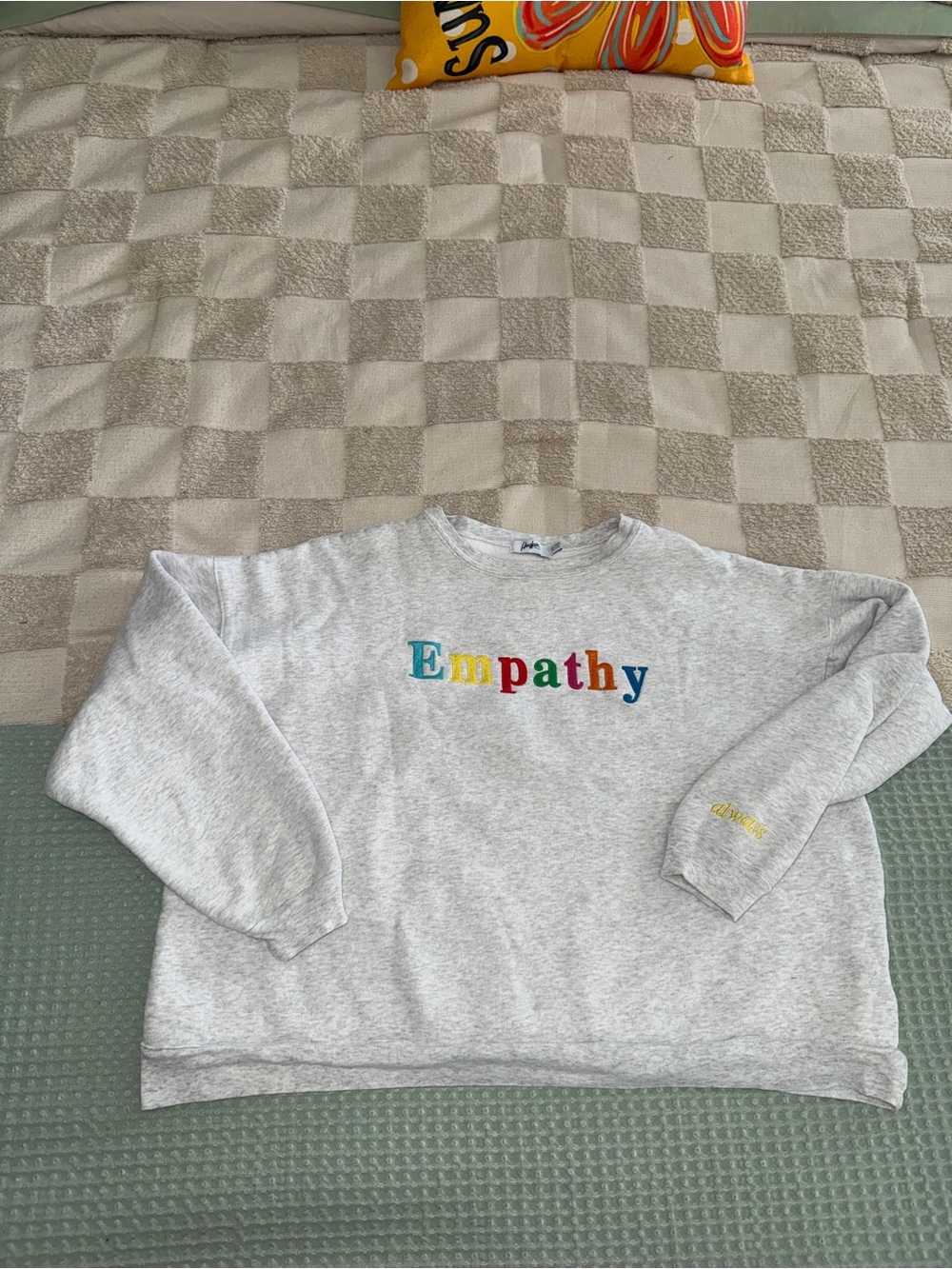 The Mayfair Group "Empathy‎ Always" heather grey crewneck sweatshirt one size